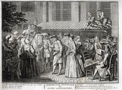Joodse bruiloft in de Joods-Duitse gemeenschap, gravure uit 