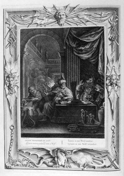 Lycaon verandert in een wolf door Bernard Picart
