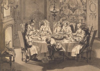 Maaltijd tijdens het joodse Pasen bij de Portugese joden door Bernard Picart