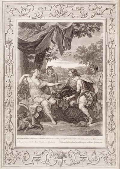 Meleager presenteert het everzwijnshoofd aan Atalanta, 1731 door Bernard Picart