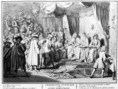Huwelijksceremonie van Portugese Joden in Amsterdam, 1723 door Bernard Picart