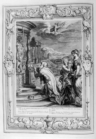 Oeneus, koning van Calydon, wordt gestraft voor zijn goddeloosheid, 1733 door Bernard Picart