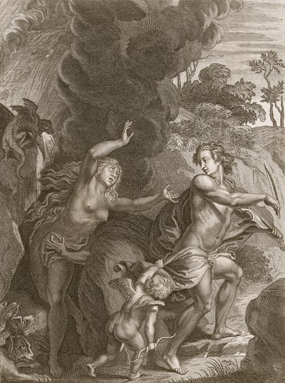 Orpheus, die Eurydice uit de Hel Leidt, Kijkt Achterom en Verliest Haar Voor Altijd, 1731 door Bernard Picart
