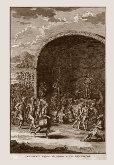 Religieuze ceremonie van de inwoners van het eiland Hispaniola door Bernard Picart