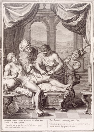 Telephus Genezen door het Roest van de Speer die Hem Verwondde, 1731 door Bernard Picart