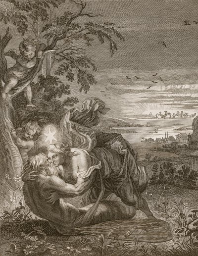 Tithonus, de Echtgenoot van Aurora, Veranderd in een Sprinkhaan, 1731 door Bernard Picart