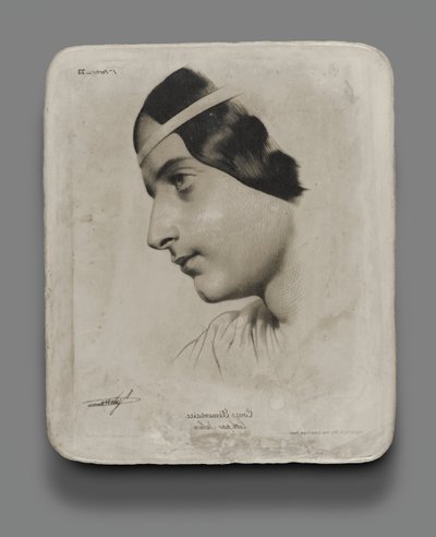 Lithografische steen voor Hoofd van een Vrouw voor een modelboek door Bernard Romain Julien