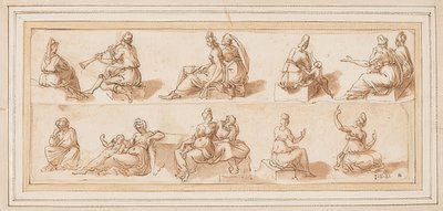 Schetsblad met meerdere figuren door Bernard Salomon