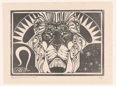 Kop van een leeuw door Bernard Willem Wierink (signed by artist)