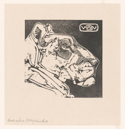 Kop van een leeuwin door Bernard Willem Wierink (signed by artist)
