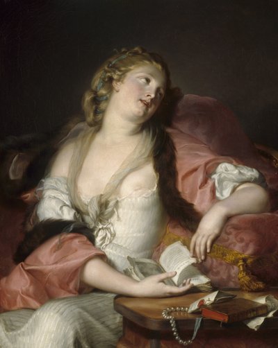 Dame die de Brieven van Heloise en Abelard leest, ca. 1780 door Bernard d Agescy