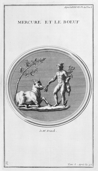 Mercurius en de Os, 1757 door Bernard de Montfaucon