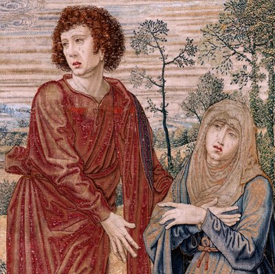 Vlaams wandtapijt. Serie Baldakijn van Karel V (Baldakijn van Margaretha van Oostenrijk). Christus van Barmhartigheid (Cristo de la Misericordia). Wandtapijt paneel achter het baldakijn. Model Bernard van Orley (1491-1542). Fabriek Pieter de Pannemaker, Br door Bernard van Orley