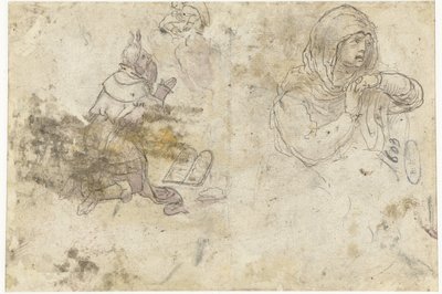 Mozes en een treurende Maria of Maria Magdalena door Bernard van Orley