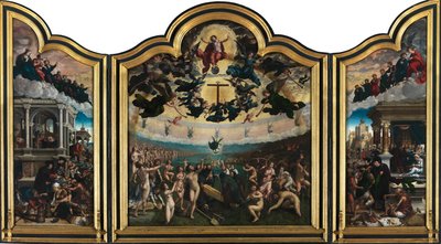 Het Laatste Oordeel en de Zeven Werken van Barmhartigheid door Bernard van Orley
