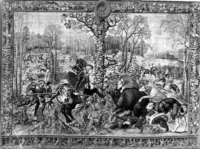 De jachten van Maximiliaan, Steenbok: De everzwijnenjacht, 1521-33 door Bernard van after Orley