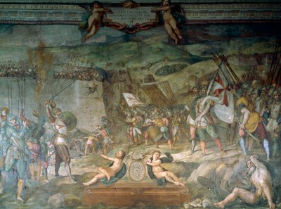 Slag bij Bona tussen Genuezen en Turken, 16 september door Bernardino Barbatelli Poccetti