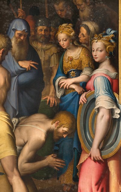 Kapel van Onze Lieve Vrouw van het Volk, Tweede span noordzijde, Onthoofding van de Doper 1569 (detail) door Bernardino Campi