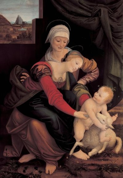 De Heilige Anna met Maria en Jezus door Bernardino Lanino