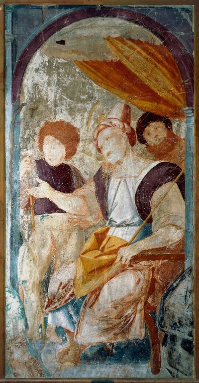 Italië, Varallo, schilderijfragment van De Geseling door Bernardino Lanino