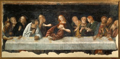 Italië, Vercelli, Laatste Avondmaal schilderij door Bernardino Lanino