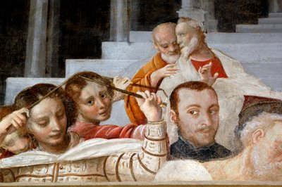 Mannelijke en vrouwelijke figuren (detail) door Bernardino Lanino