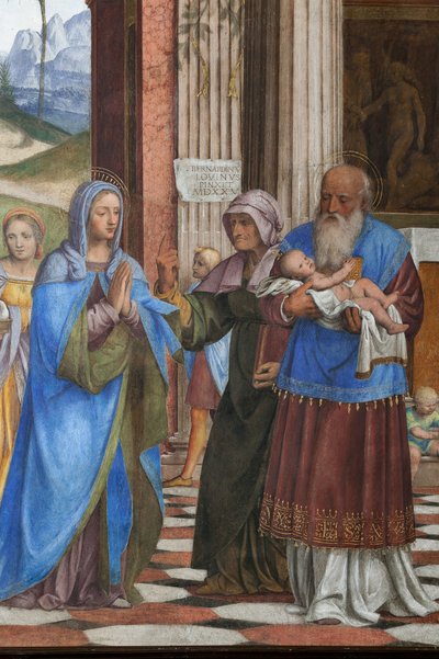 Detail van de Presentatie van Jezus in de Tempel door Bernardino Luini