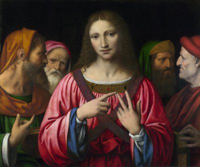 Christus en de dokters van de wet, schilderij van Bernardino Luini (1481-1532), circa 1515-1530, Londen, National Gallery door Bernardino Luini