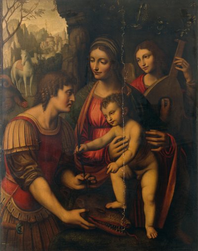 Madonna en Kind met Sint Joris en een Engel door Bernardino Luini