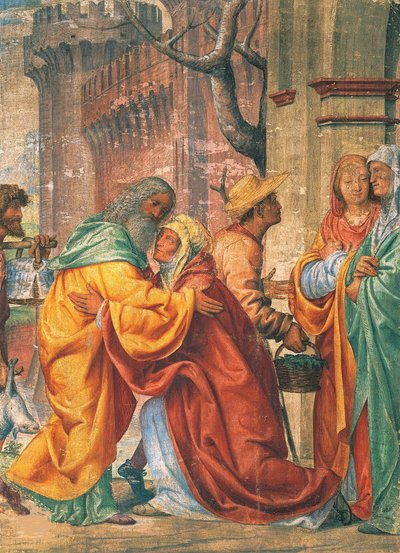 Ontmoeting van de heiligen Joachim en Anna bij de Gouden Poort, c. 1520 door Bernardino Luini