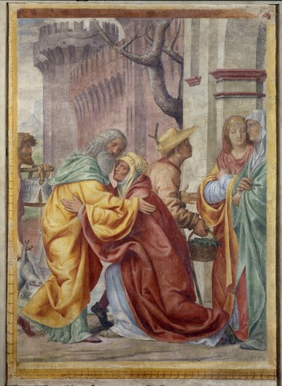 Ontmoeting van St. Anna en St. Joachim bij de gouden deur door Bernardino Luini