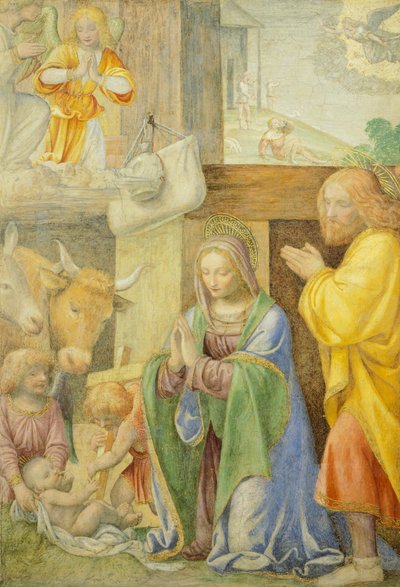 Geboorte en Annunciatie aan de Herders door Bernardino Luini