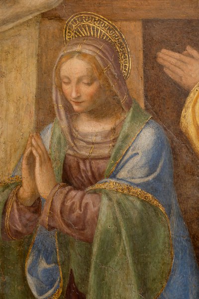 Geboorte en aanbidding van de herders, ca. 1520-1525 (detail) door Bernardino Luini