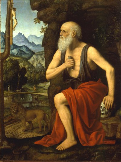 Sint Hiëronymus in boetedoening door Bernardino Luini