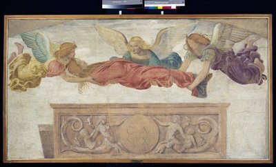Het lichaam van St. Catharina gedragen door engelen, c.1514 (losgemaakte fresco op paneel) door Bernardino Luini
