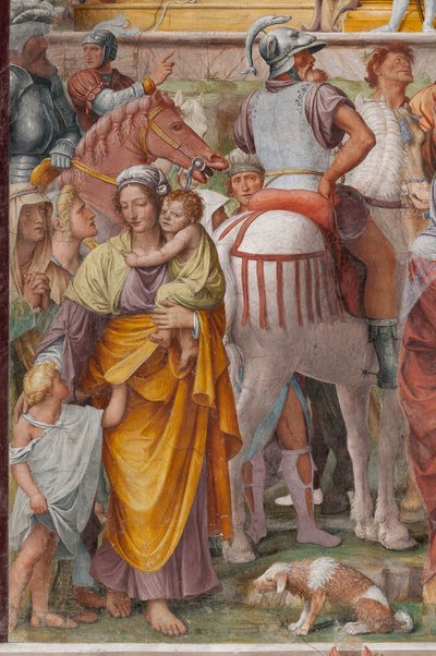Vrouw en kinderen, detail van de Passie en Kruisiging van Christus door Bernardino Luini