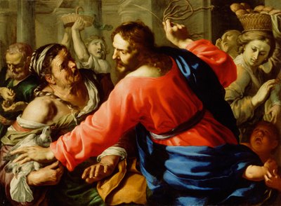 Christus reinigt de tempel, c.1655 door Bernardino Mei