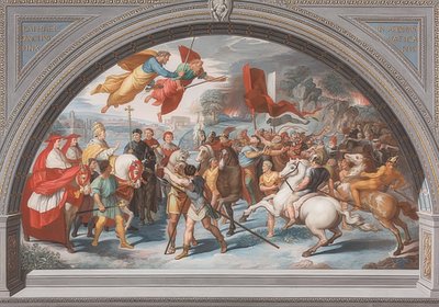 Ontmoeting van Leo I met Attila door Bernardino Nocchi