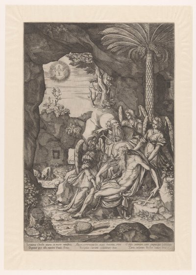 De heilige Antonius ontdekt het lichaam van de heilige Paulus de Heremiet door Bernardino Passeri