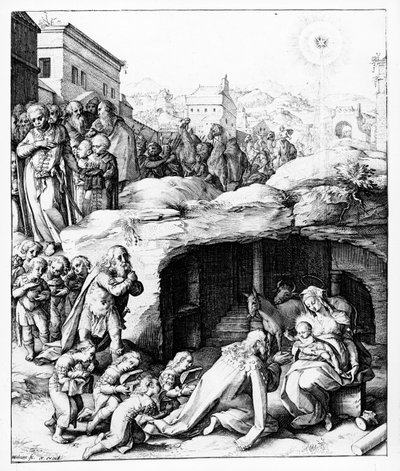 De aanbidding der wijzen, gegraveerd door Hendrik Goltzius, c.1585 door Bernardino Passeri