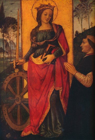 Sint-Catharina van Alexandrië met een schenker door Bernardino Pinturicchio