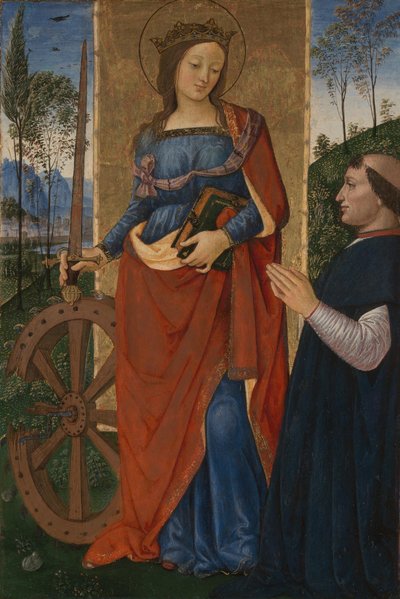 Sint-Catharina van Alexandrië met een Donateur, ca. 1480 door Bernardino Pinturicchio