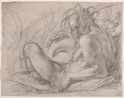 De Riviergod Tiber (Studie voor een fresco, Wonder van de Sneeuw, of de Stichting van Santa Maria Maggiore, Rome in de Canigiani-kapel van S. Felicita, Florence) door Bernardino Poccetti