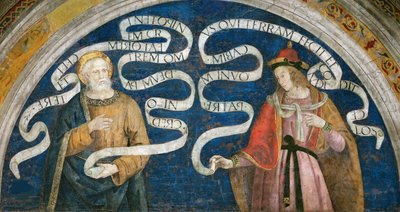 Petrus de Apostel en de profeet Jeremia door Bernardino di Betto (workshop of) Pinturicchio