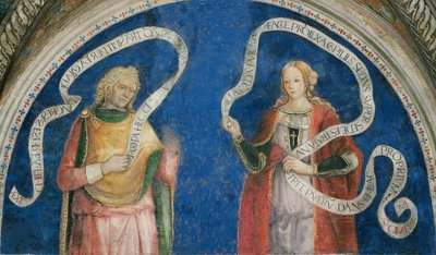 De profeet Ezechiël en de Cimmerische Sibylle door Bernardino di Betto (workshop of) Pinturicchio