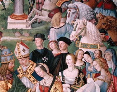 Aeneas Sylvius Piccolomini (1405-64) Presenteert Eleonora van Aragon aan Frederik III (1415-93) op 24 februari 1452 (detail) door Bernardino di Betto Pinturicchio