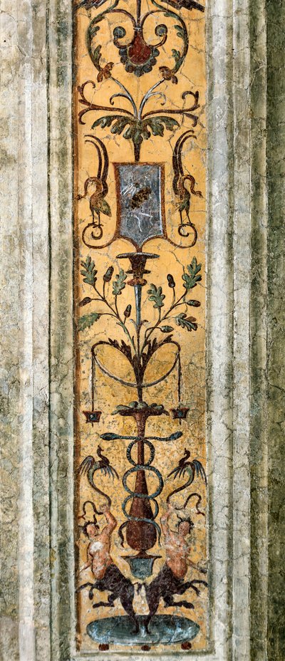Detail van pilaster met groteske figuren door Bernardino di Betto Pinturicchio