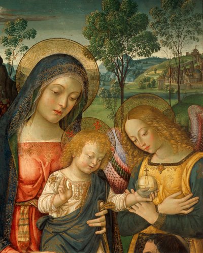 Bovenste deel van Onze-Lieve-Vrouw van Vrede (detail) door Bernardino di Betto Pinturicchio