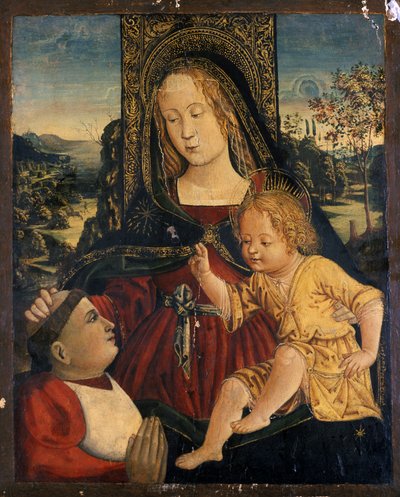 Madonna en Kind met een Kardinaal als weldoener, c.1500 door Bernardino di Betto Pinturicchio