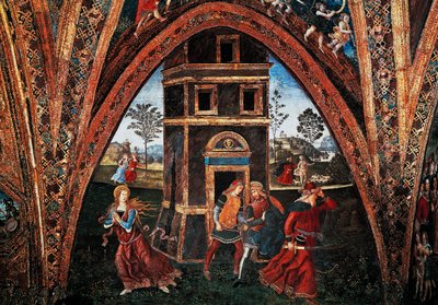 Martelaarschap van Sint Barbara, door Bernardino Pinturicchio, fresco, Hal van de Heiligen, Borgia-appartementen, Apostolisch Paleis, Vaticaanstad, Italië door Bernardino di Betto Pinturicchio
